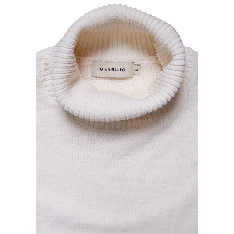 Gianni Lupo Rollkragenpullover für Herren in Creme mit Rippstruktur, Vorderansicht