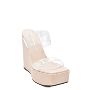 Giuseppe Zanotti beige Leder-Plateausandalen mit Keilabsatz für Damen
