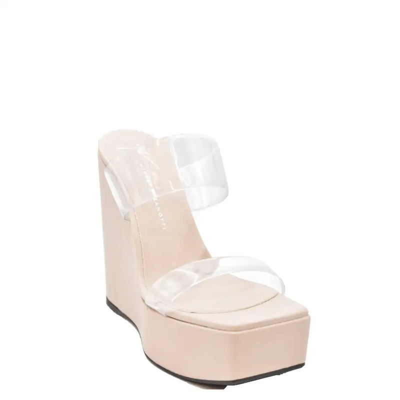 Giuseppe Zanotti beige Leder-Plateausandalen mit Keilabsatz für Damen