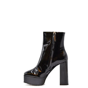 Giuseppe Zanotti black patent leather platform ankle boot with chunky heel and zipper