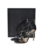 Schwarze Giuseppe Zanotti Stiletto-Sandalen aus Leder mit silbernen Schnallendetails und Reißverschluss für einen eleganten Auftritt
