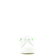 Weiße Herren-Sneaker von Giuseppe Zanotti aus Leder zum Hineinschlüpfen mit neongrünen Reißverschlussdetails an den Seiten.