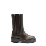 Giuseppe Zanotti women brown leather ankle boots with chunky black sole and dual side zippers