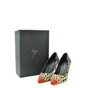 Giuseppe Zanotti women leopard pumps suede leather with red-tipped toes and glittery black accents