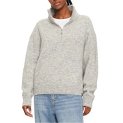 Womens Gray Knit Quarter Zip Sweater displayed on a model highlighting style and comfort