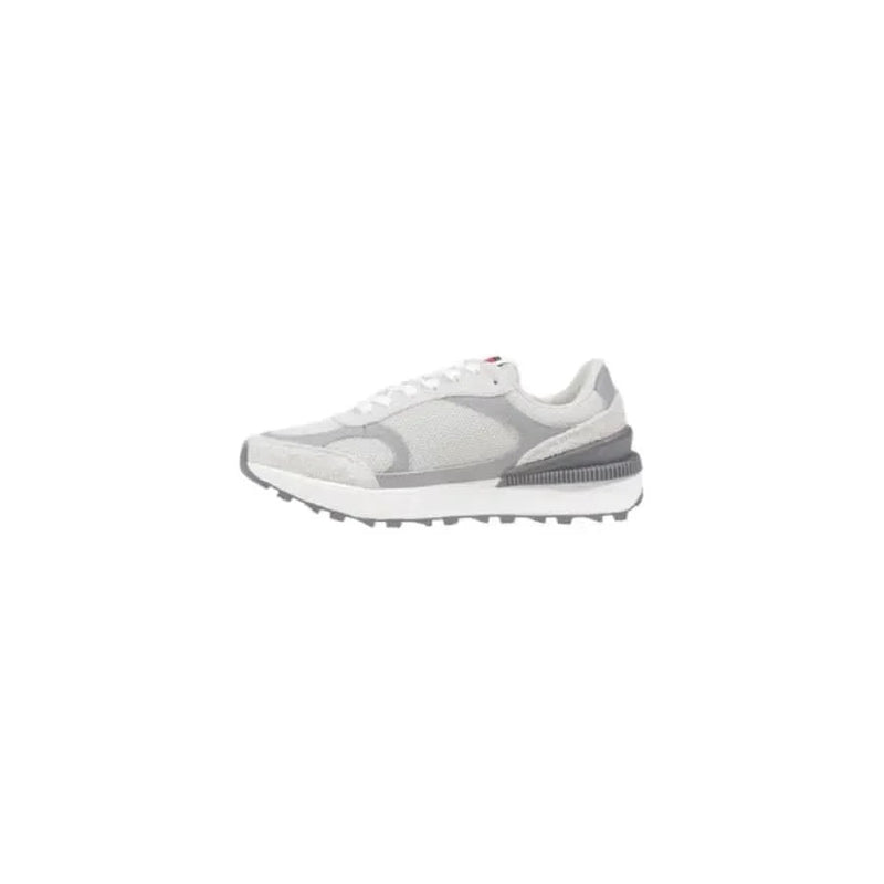 Gray and white athletic shoe from Tommy Hilfiger Women’s Grey Leather Sneakers collection