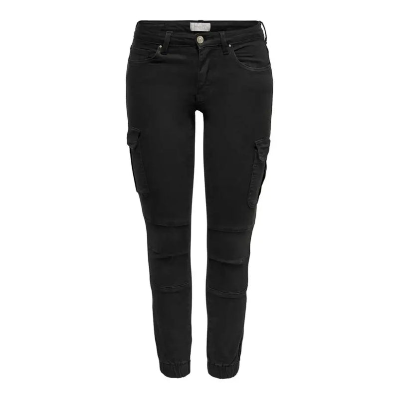 Black women’s cargo jogger pants with side pockets displayed in Green Cargo Pants product