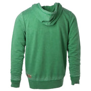 Green zip up hoodie made of soft textured fabric with ribbed cuffs and hem for comfortable casual wear