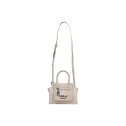 Beige snake-print structured handbag by Replay with top handle and adjustable shoulder strap in grey with multiple pockets