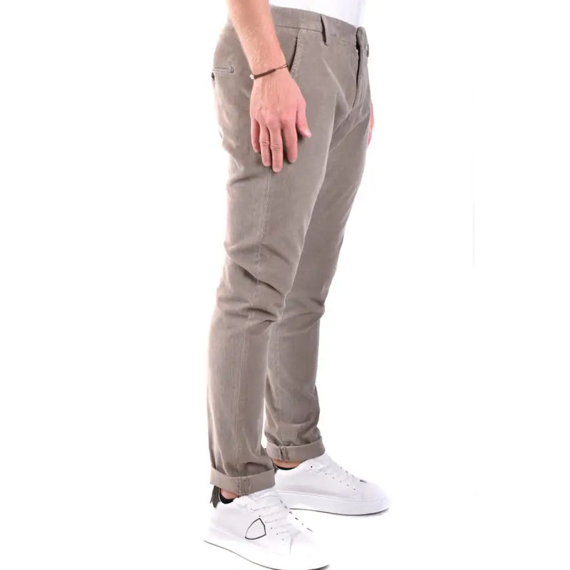 Men’s slim-fit taupe chinos with cuffed hems from Grey Jacob Cohen Fall Winter Trousers