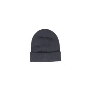 Dark gray ribbed knit beanie with folded cuff, a grey plain slip on winter cap for women