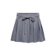 Grey polyester elastane women’s pleated skirt with matching tie belt for spring and summer wear