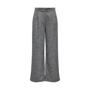 Gray textured wide-leg high-waist polyester trousers for women