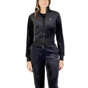 Guess Active black velvet zip tracksuit with rhinestone details for women