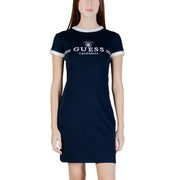 Marineblau Guess Kalifornien T-shirt Kleid mit weißem Besatz an Kragenmanschetten