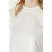 Guess Active beige cotton round neck t-shirt with white crewneck and embroidered logo