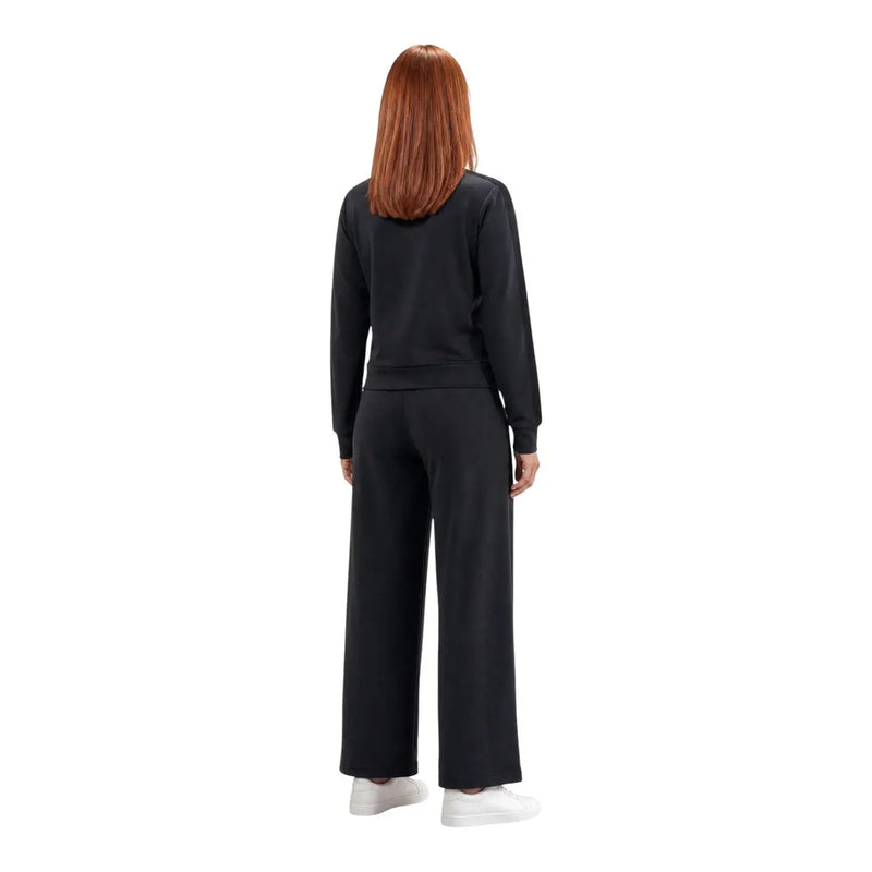 Guess Active women black sweatshirt modal blend with relaxed fit ribbed cuffs paired with matching wide-leg pants