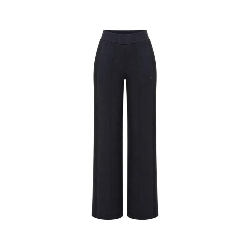 Schwarz Guess Active Lyra Damenhose mit geradem Bein, weitem Schnitt und dezentem Markenlogo am Oberschenkel