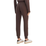 Guess Active Olympe Damen-Jogginghose, lang, braun, mit schmal zulaufendem Schnitt und gerippten Bündchen aus Modal-Mischgewebe