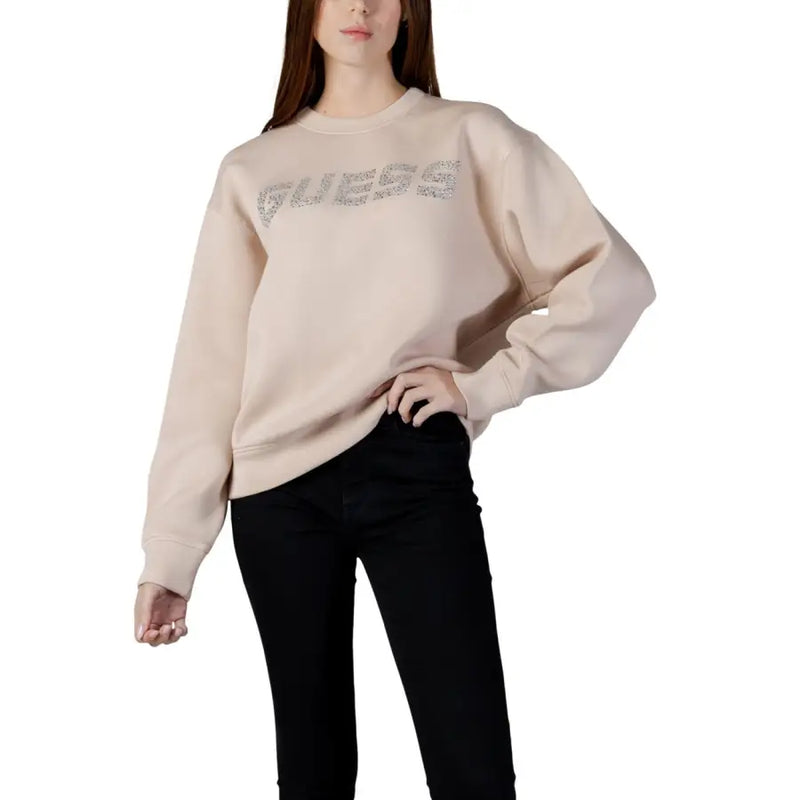 Guess Active Schwarzes Damen Sweatshirt mit Druck und Rundhalsausschnitt