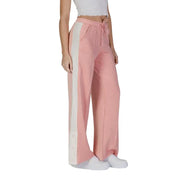 Guess Active women’s pink wide-leg sweatpants with white side stripes drawstring waist and front pockets