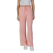 Guess Active women’s pink wide-leg sweatpants with drawstring waistband front pockets and subtle side stripes