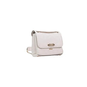 White Guess crossbody bag with chain strap and metallic logo clasp from the beige handbag spring summer collection