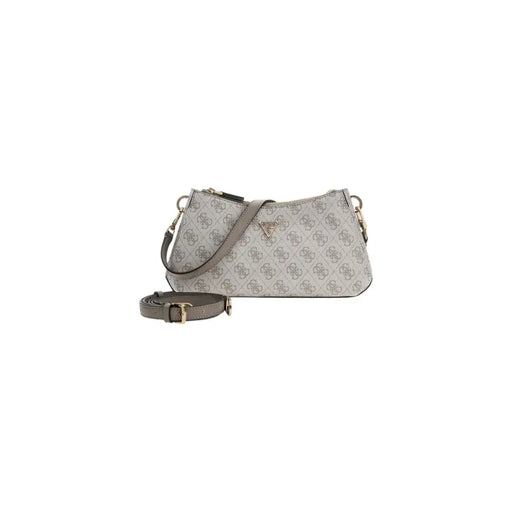Guess Hellgraue Schultertasche mit Monogrammmuster und verstellbarem Riemen