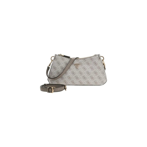 Guess light gray shoulder bag with monogram pattern and adjustable strap