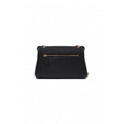 Guess black shoulder bag for women in textured leather with gold-tone zipper and hardware crossbody style