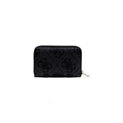 Guess Black Zip Wallet with Textured Pattern and Zipper