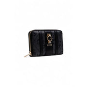 Guess Black Zip Wallet with Textured Pattern and Gold Clasp