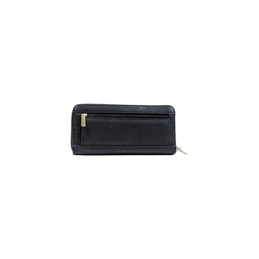 Guess Black zip wallet with textured design and gold-tone pulls