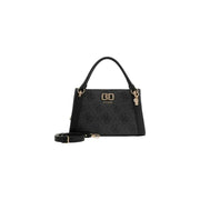 Guess Braune Handtasche mit Print, sich wiederholendem Logomuster und goldfarbenen Beschlägen