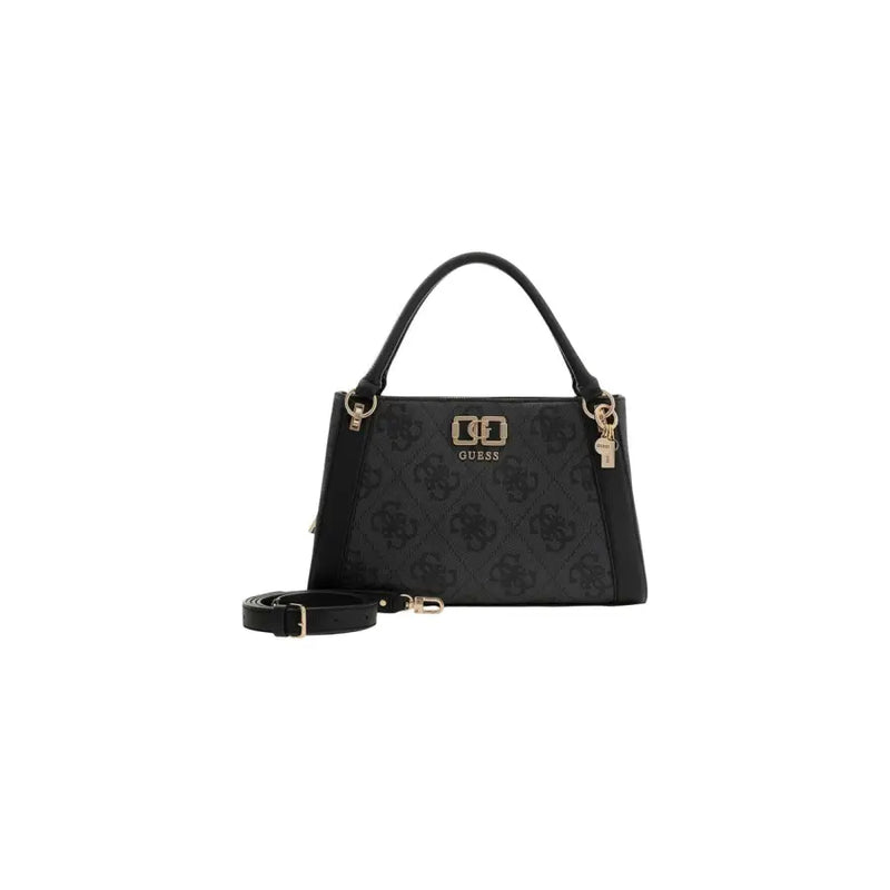 Guess Braune Handtasche mit Print, sich wiederholendem Logomuster und goldfarbenen Beschlägen
