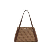 Guess brown and beige patterned polyurethane handbag with repeating logo design 38x25x13 cm
