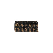 Guess Brown Print Wallet with Gold-Toned Logo Pattern and Zipper