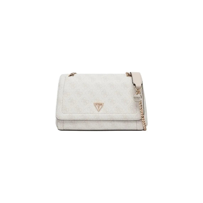 Guess brown printed polyurethane handbag with gold chain strap