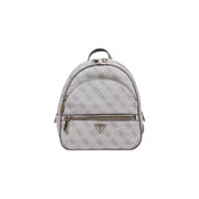 Guess Grauer Polyurethan-Rucksack mit sich wiederholendem Monogrammmuster und Metallreißverschlüssen