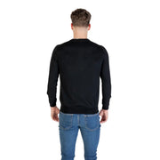 Guess men black knitwear round neck wool blend sweater featuring a long-sleeved crewneck design