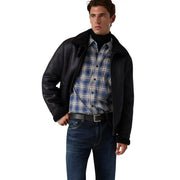 Guess Schwarze Herren-Bomberjacke aus Polyurethan mit flauschigem Shearling-Kragen für stilvolle und warme Oberbekleidung