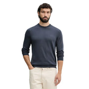 Dunkelblau Guess Herren-Strickpullover mit Rundhalsausschnitt, gerippten Bündchen und Saum, lange Ärmel, Marcos CN