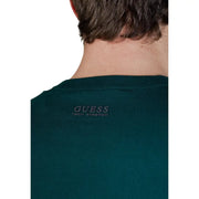 Dunkelgrün guess Herren-Strickwaren aus Funktionsstretch t-shirt mit einem dezenten, gestickten Logo am Halsausschnitt aus Viskosemischung