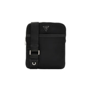 Schwarz Guess Herren-Bauchtasche Milano aus Polyester mit elegantem, minimalistischem Design und silberfarbenen Metallelementen
