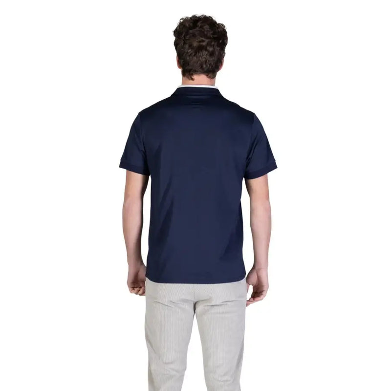 Marineblau Guess Herren-Poloshirt mit weißem Kragen, aus Baumwolle, Kurzarm, perfekt für die Freizeit.