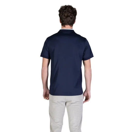 Marineblau Guess Herren-Poloshirt mit weißem Kragen, aus Baumwolle, Kurzarm, perfekt für die Freizeit.