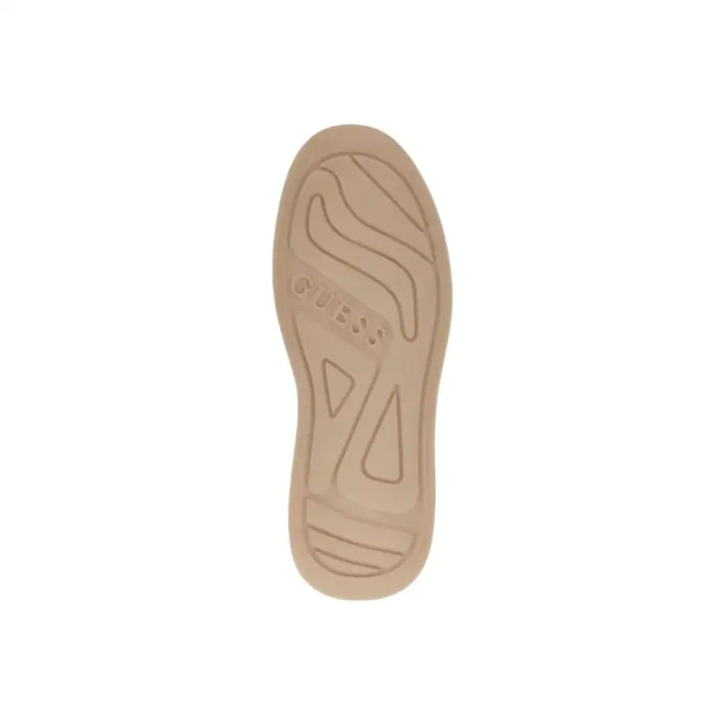 Beige Gummisohle mit geprägtem Guess Logo und geometrisches Profil Guess Herren-Sneaker aus beigem Wildleder, sportliche Slipper