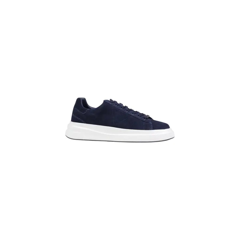 Marineblaue Wildleder-Sneakertop Sneaker mit dicker weißer Gummisohle für Herren von Guess sportliche Slipper