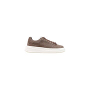 Guess Herren-Sneaker aus schwarzem Leder, Elba Herbst-Winter-Kollektion, braunes Wildleder, niedrigtop Sneaker mit weißer Gummisohle und braunen Schnürsenkeln