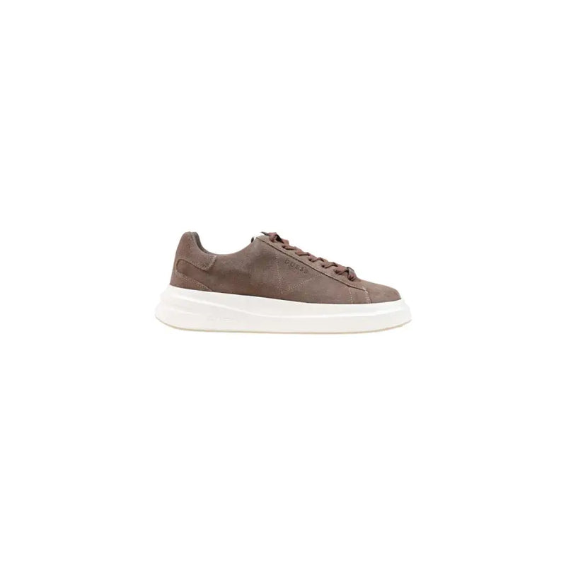 Guess Herren-Sneaker aus schwarzem Leder, Elba Herbst-Winter-Kollektion, braunes Wildleder, niedrigtop Sneaker mit weißer Gummisohle und braunen Schnürsenkeln